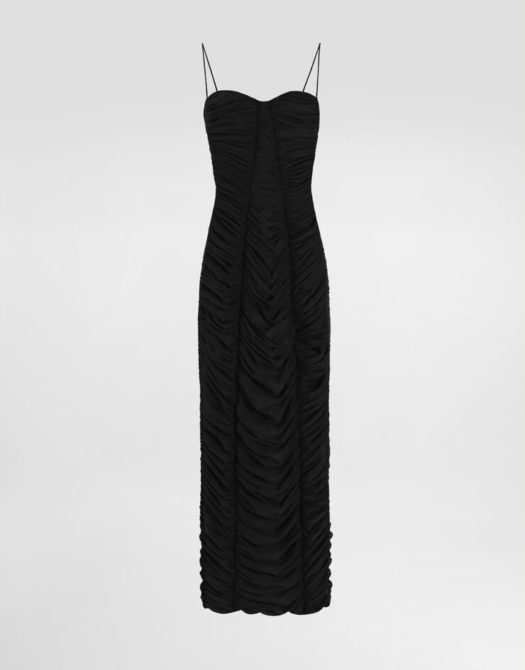 Dolce & Gabbana Calf-length stretch tulle slip dress Black F6TLQTFLRC2