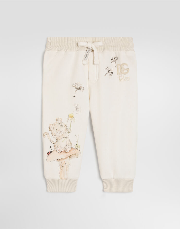 Dolce & Gabbana Fleece trousers with embroidery Multicolor L1JPIGG7P8J