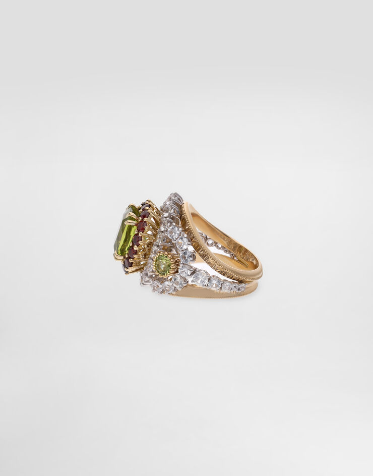 Dolce & Gabbana Eleganza Ring 18-carat white and yellow gold, peridot, garnets and sapphires  WRSA6GWPER1