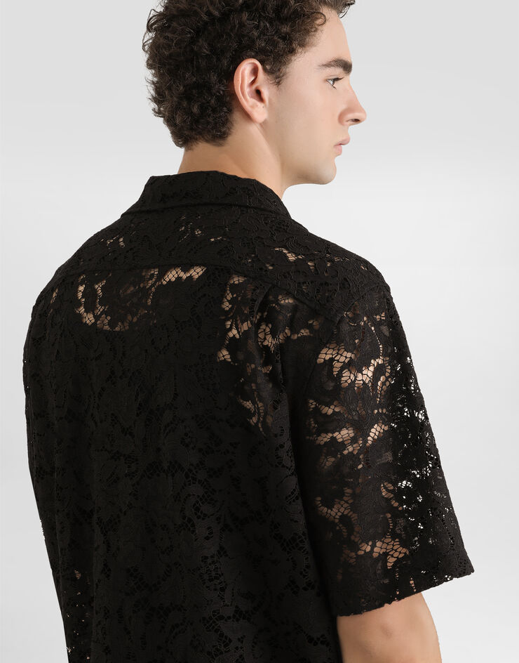 Dolce & Gabbana Hawaii lace cordonetto shirt Black G5JH9THLM5E