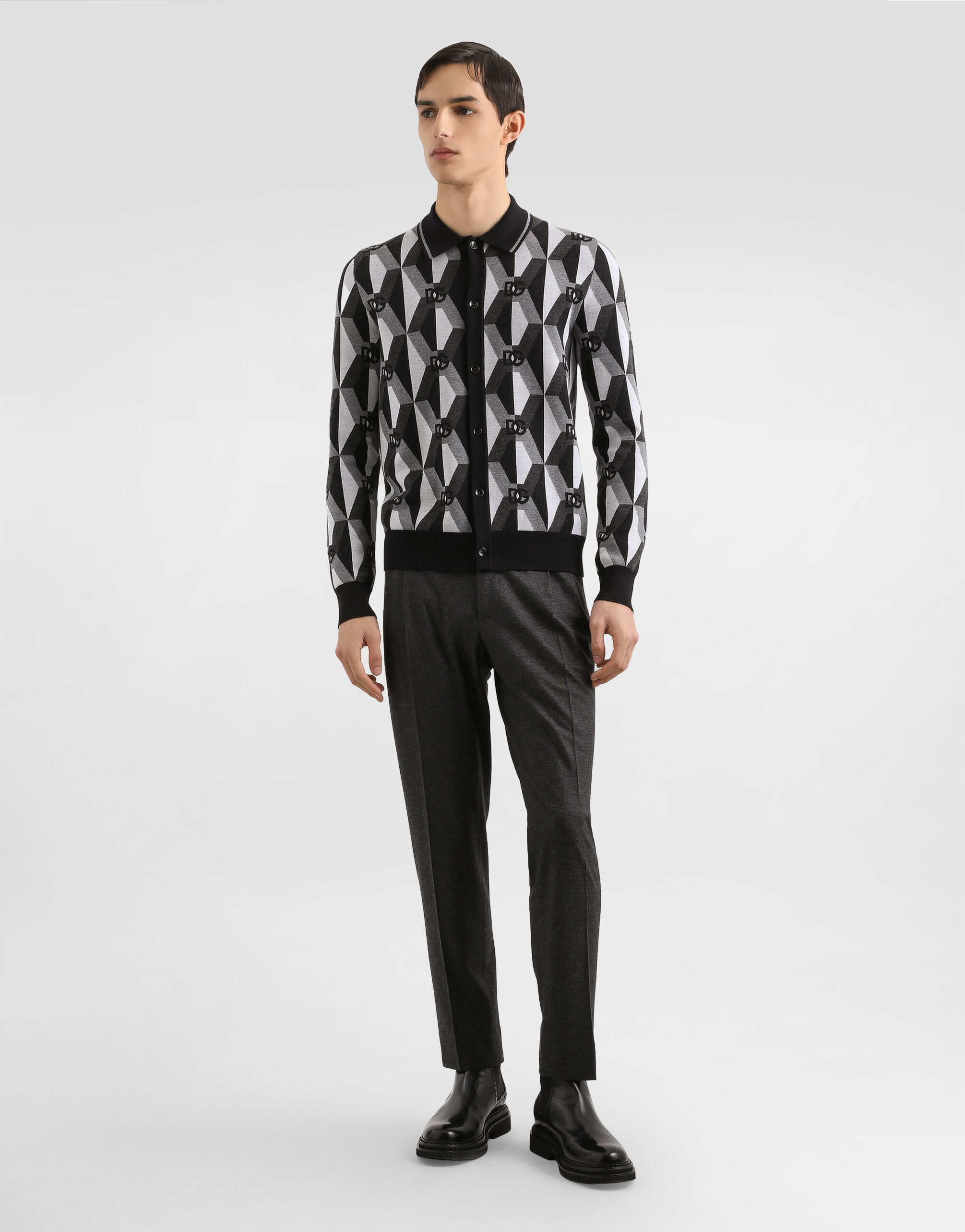 Multicolorのメンズ ウール ジャカード ポロシャツ | Dolce&Gabbana®