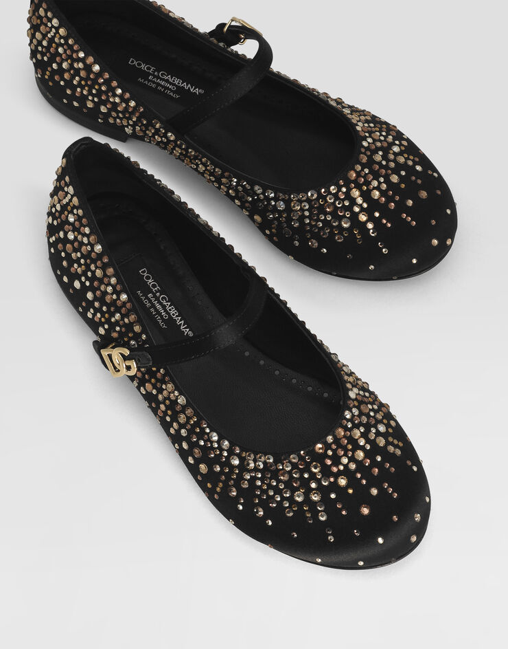 Dolce & Gabbana Ballerinas aus Satin und Strass Schwarz D11274A5723