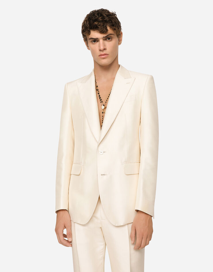 Dolce & Gabbana Faille silk Sicilia-fit suit White GKLOMTFU1UL