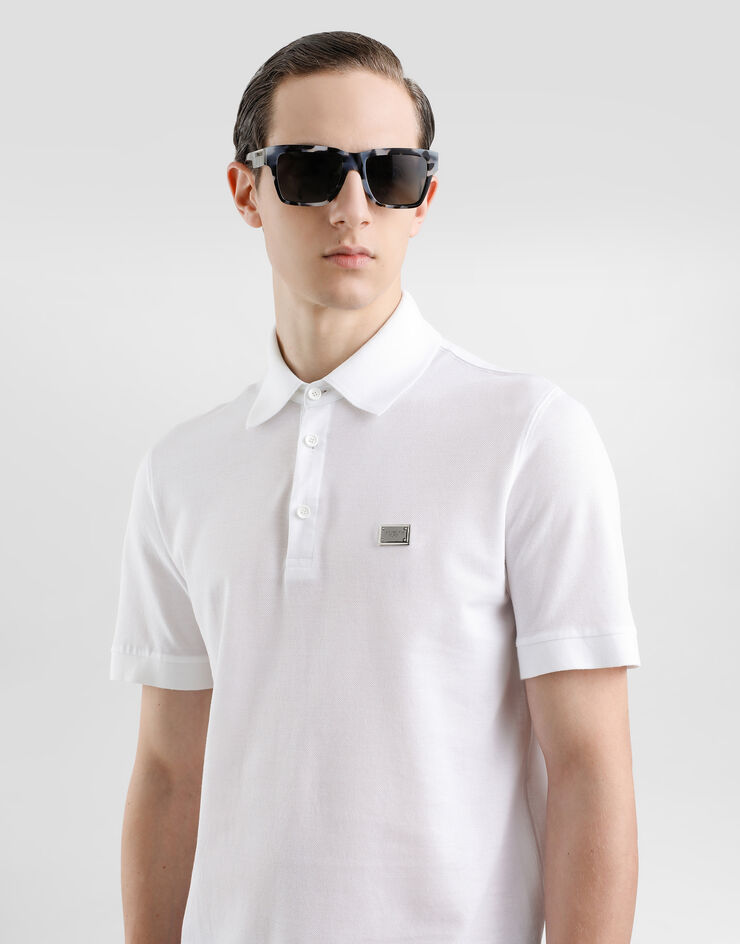 Dolce & Gabbana Cotton polo-shirt with branded tag White G8SN1TFU7EN