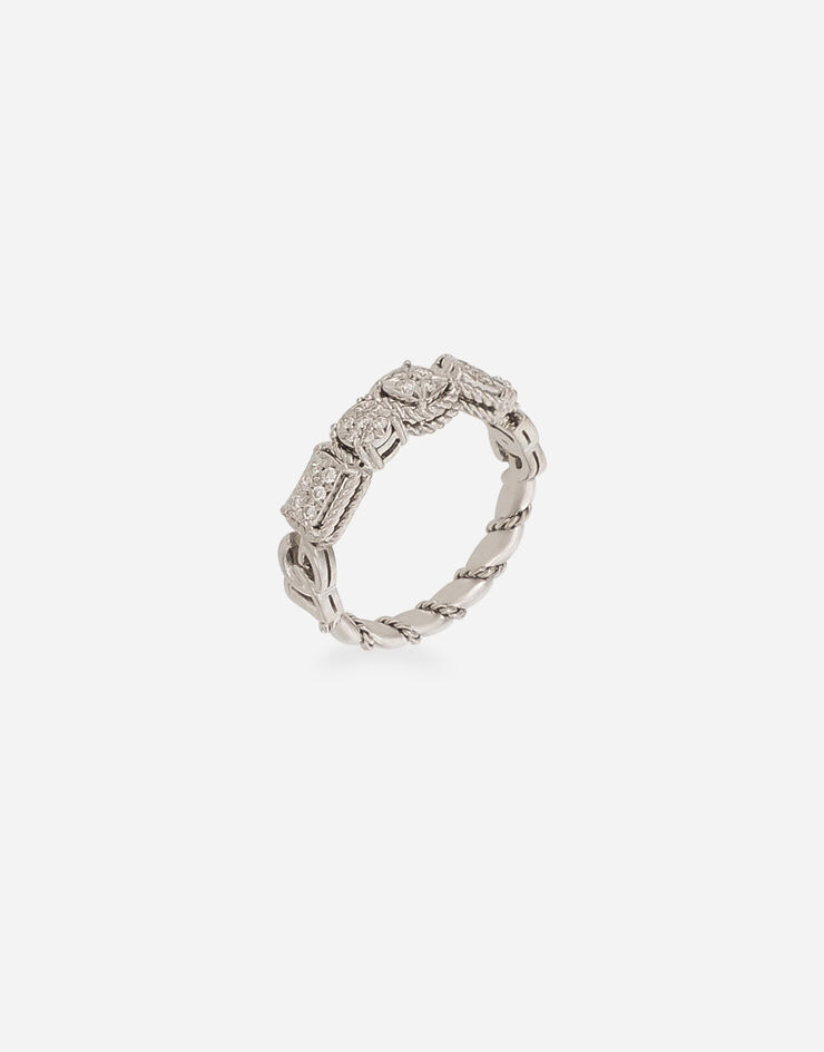 Dolce & Gabbana Bague Easy Diamond en or blanc 18 ct avec pavé de diamants Blanc WRQD3GWPAVE