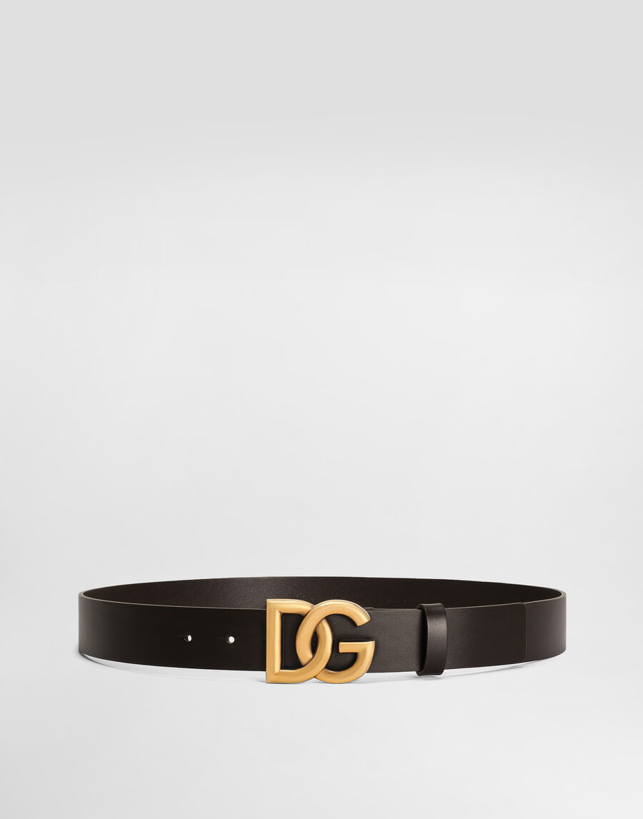 Lux leather belt with crossover DG logo buckle