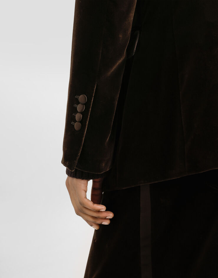 Dolce & Gabbana Single-breasted jacket in smooth velvet Multicolor G2VP0TFUVG7