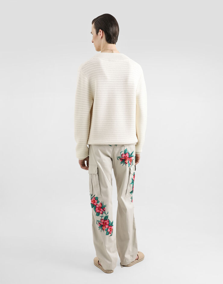 Dolce & Gabbana Wool V-neck sweater with DG embroidery White GXY34ZJCVWT