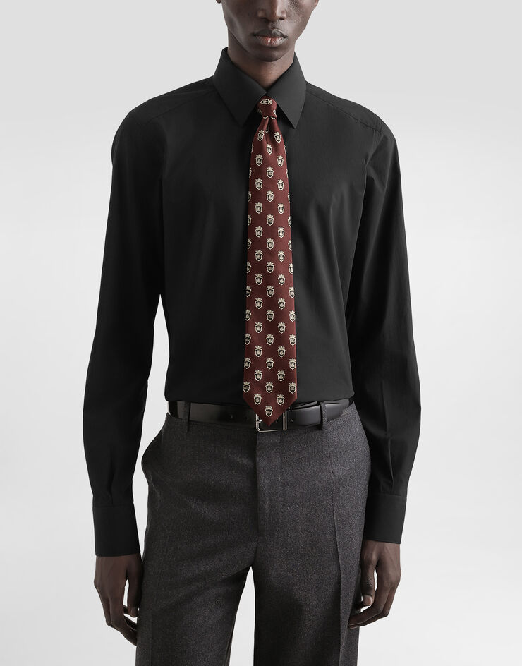 Dolce & Gabbana Jacquard tie with heraldic shields Bordeaux GT147EG0JSE