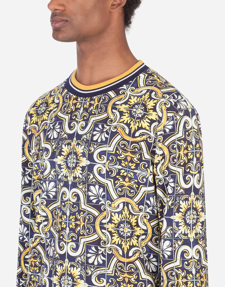 Dolce & Gabbana Jersey sweatshirt with maiolica print STAMPA MAIOLICA G9OW6TFI7VP