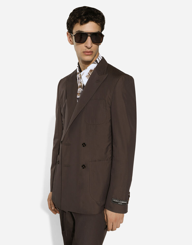 Dolce & Gabbana Double-breasted poplin Portofino-fit jacket Brown G2NZ2TFU5SW