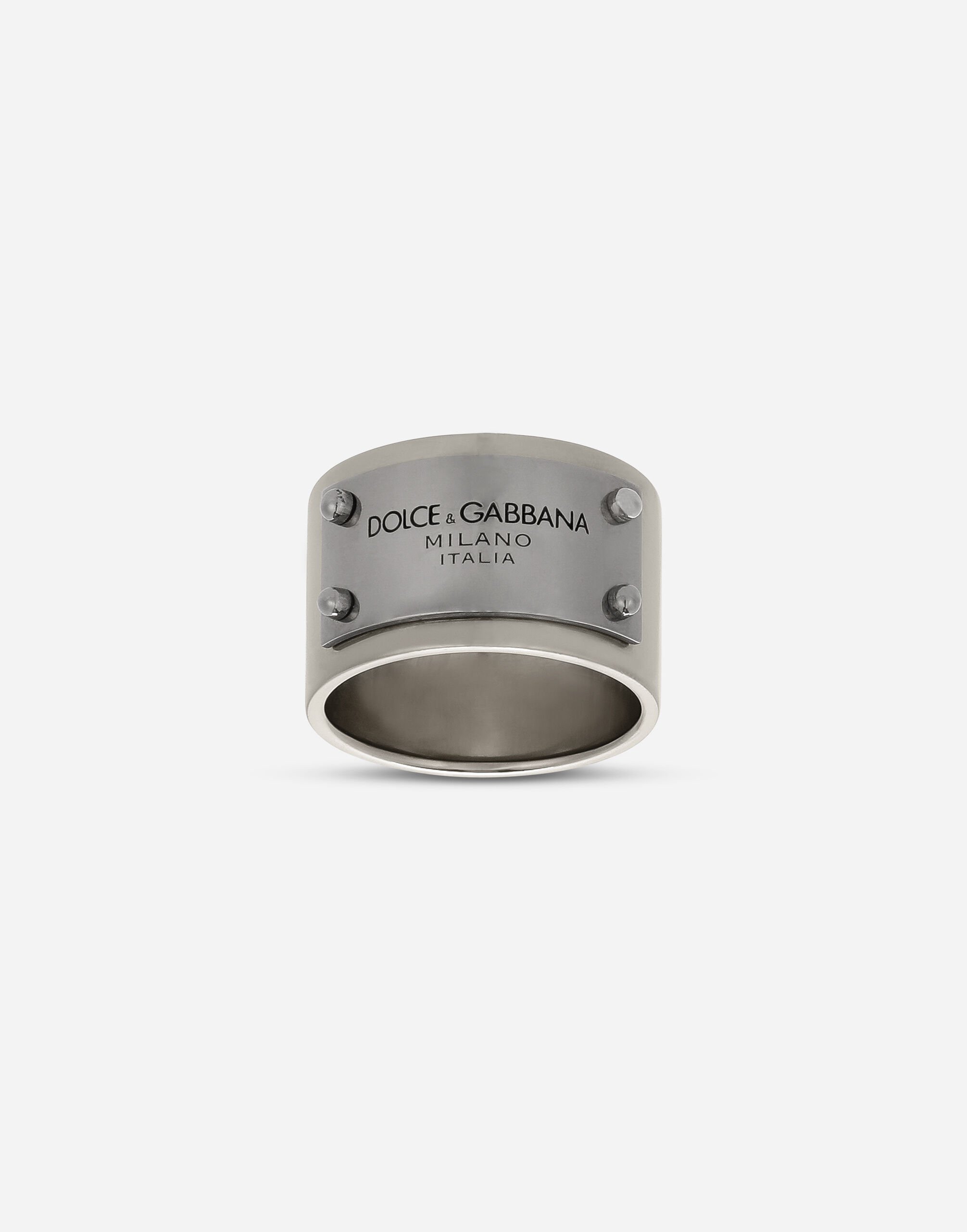 Anello con targhetta Dolce Gabbana in Silver per da Uomo