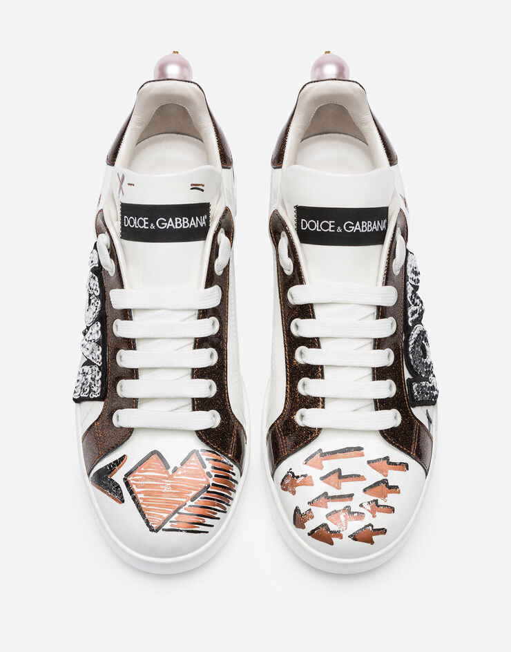 Dolce & Gabbana Portofino sneakers in nappa calfskin with love patch РАЗНОЦВЕТНЫЙ CK1544AX610