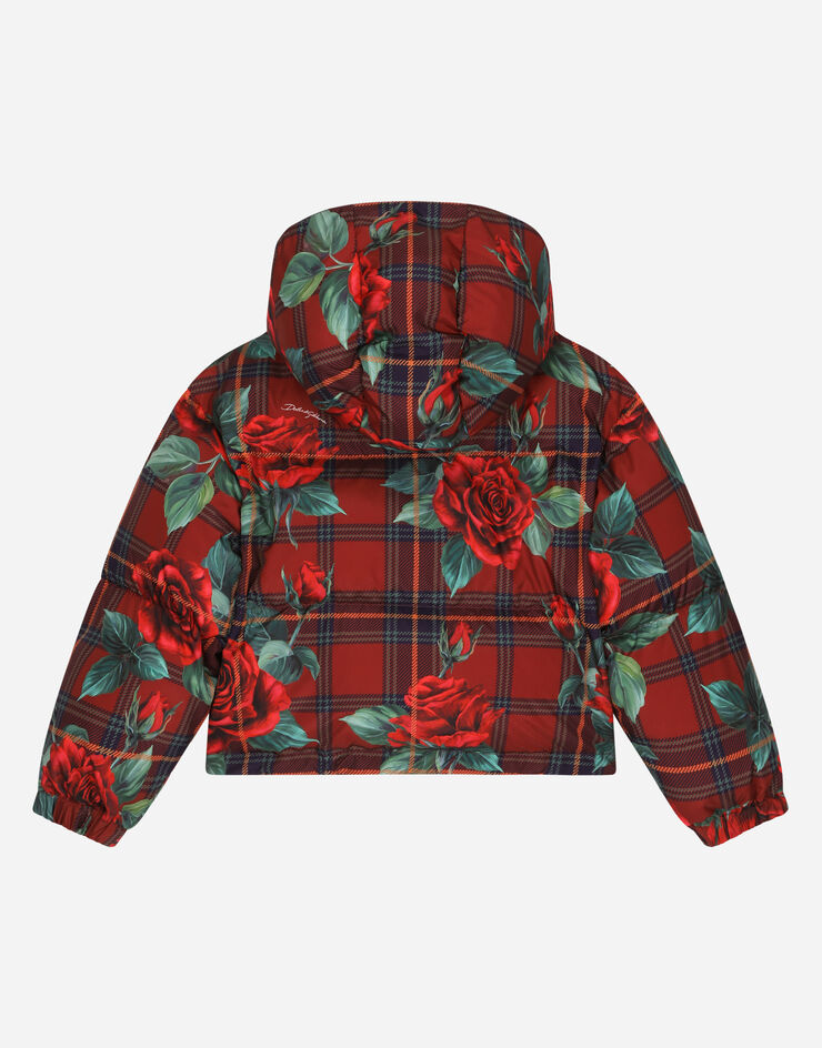 DolceGabbanaSpa Short tartan-print down jacket Red L5JBN8ISMFQ
