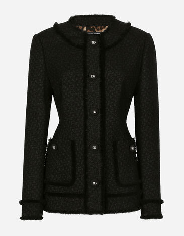 Dolce & Gabbana Single-breasted raschel tweed jacket Black F2940TGDCLW