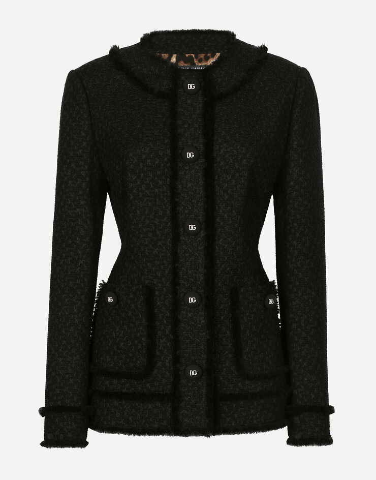 Dolce & Gabbana Single-breasted raschel tweed jacket Black F2940TGDCLW