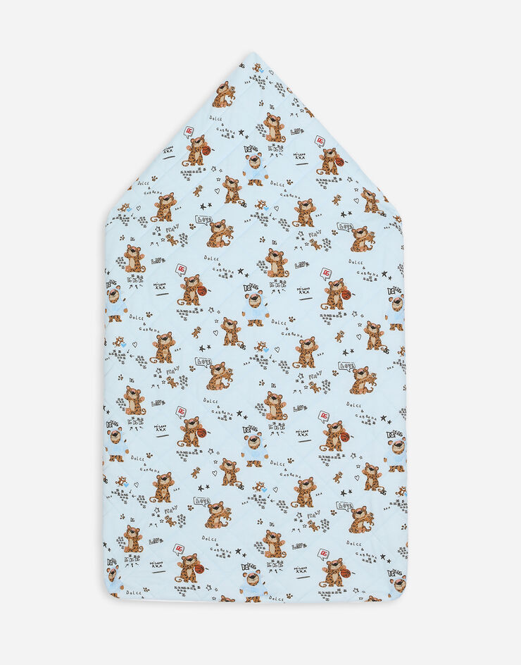 Dolce & Gabbana Saco de dormir en punto con estampado Baby Leo Azul Claro LNJAD8G7G0H