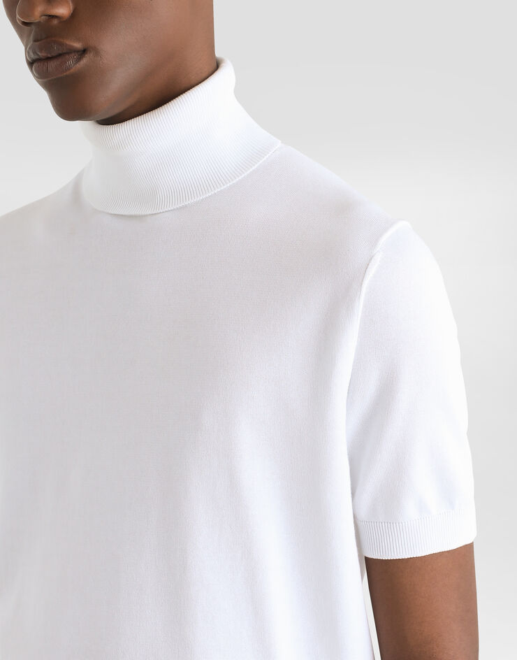 Dolce & Gabbana Maglia dolcevita maniche corte in cotone Bianco GXW49TJBCFV
