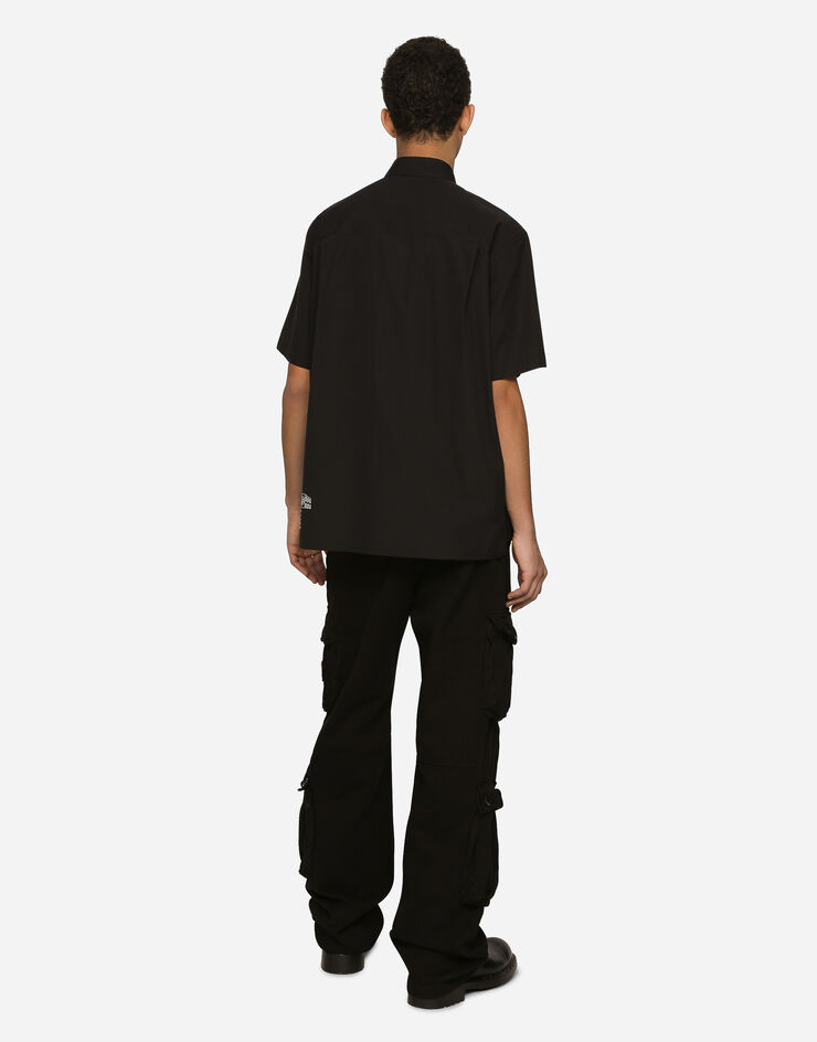 Dolce&Gabbana Cotton poplin shirt with logo print Black G5LG6TFU5EW
