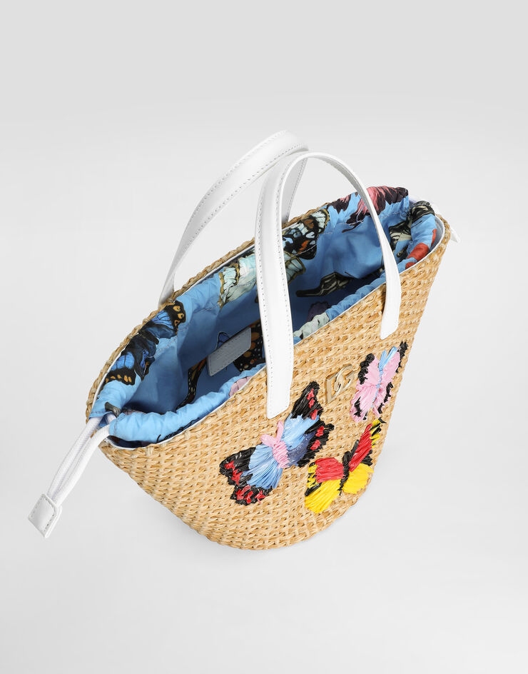 Dolce & Gabbana Straw basket with DG logo and Butterflies Print EB0249AU373