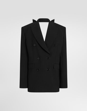 Dolce & Gabbana Double-breasted jacket in wool gabardine Black F29TNTFU28J