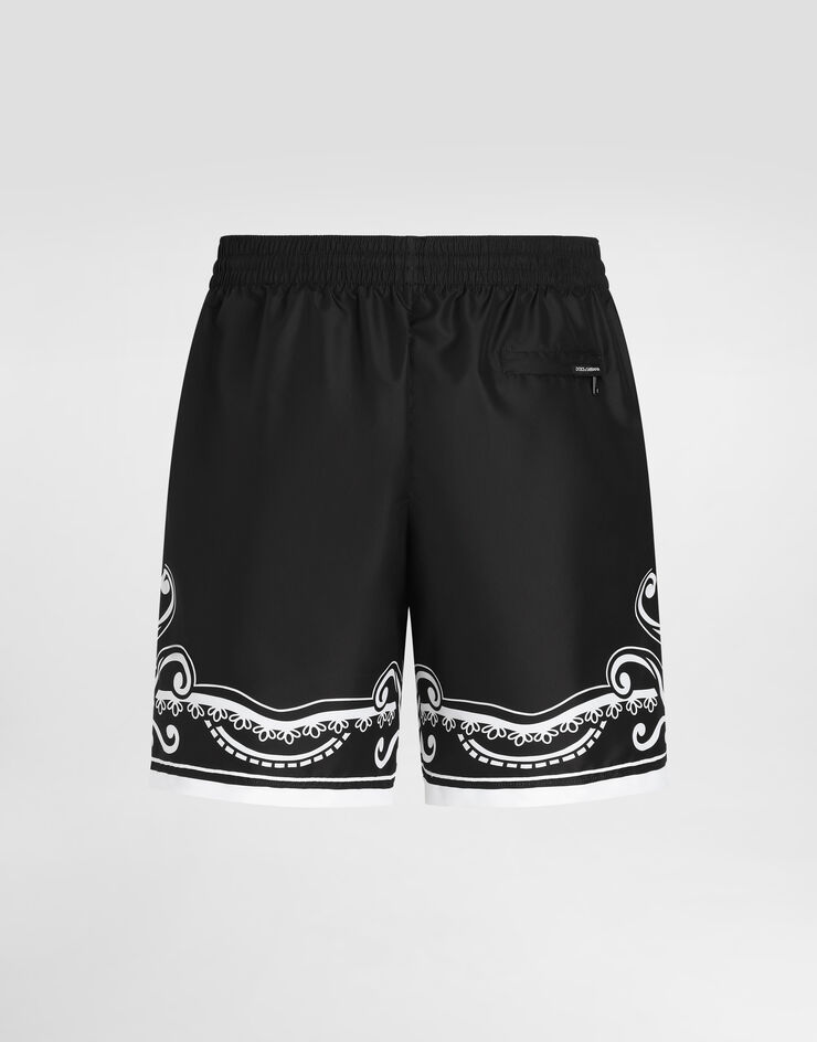 Dolce & Gabbana Mid-length swim trunks with bandanna print Print M4A13TFIM5K
