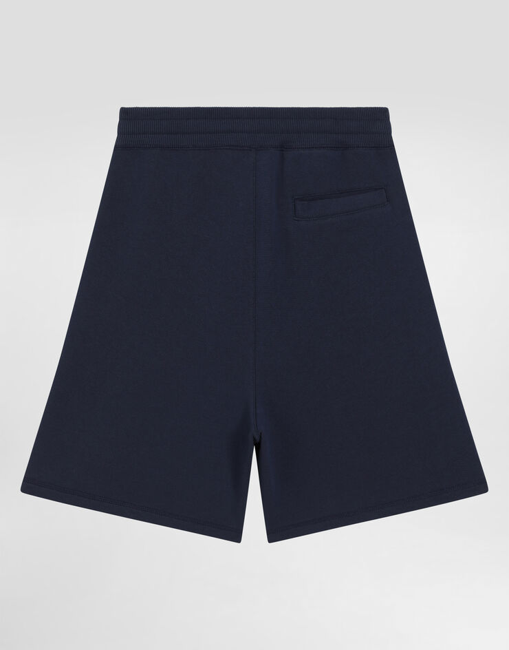 Dolce & Gabbana Fleece shorts with Dolce&Gabbana logo and flag Blue L4JQT1G7O6H