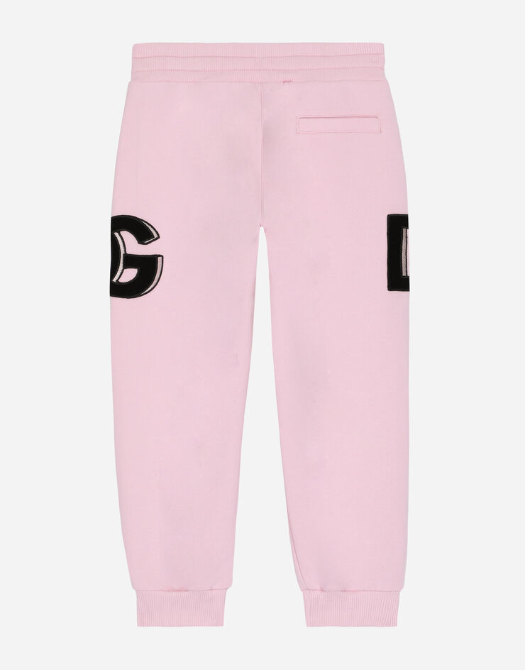 Dolce & Gabbana Jersey jogging pants with DG logo patch Pink L5JPA3G7IGH