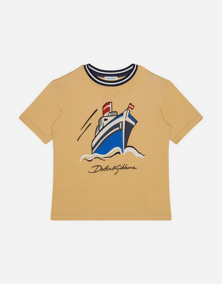 Dolce & Gabbana Jersey t-shirt with ship print ORANGE L4JT9AG7VSZ