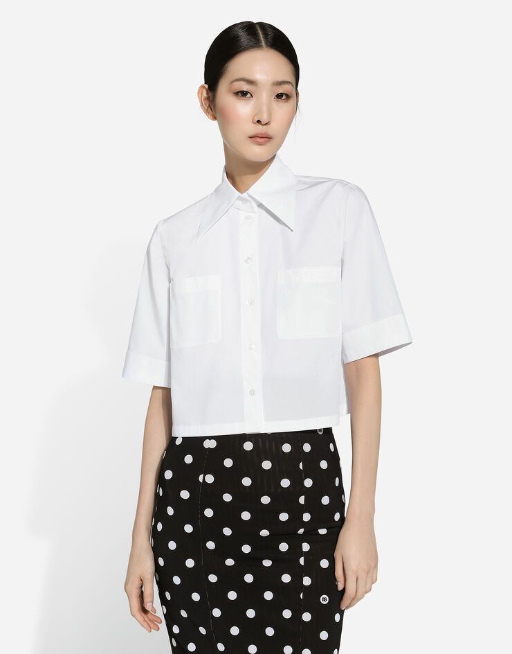 Dolce & Gabbana Cropped cotton shirt White F5S04TFU5T9