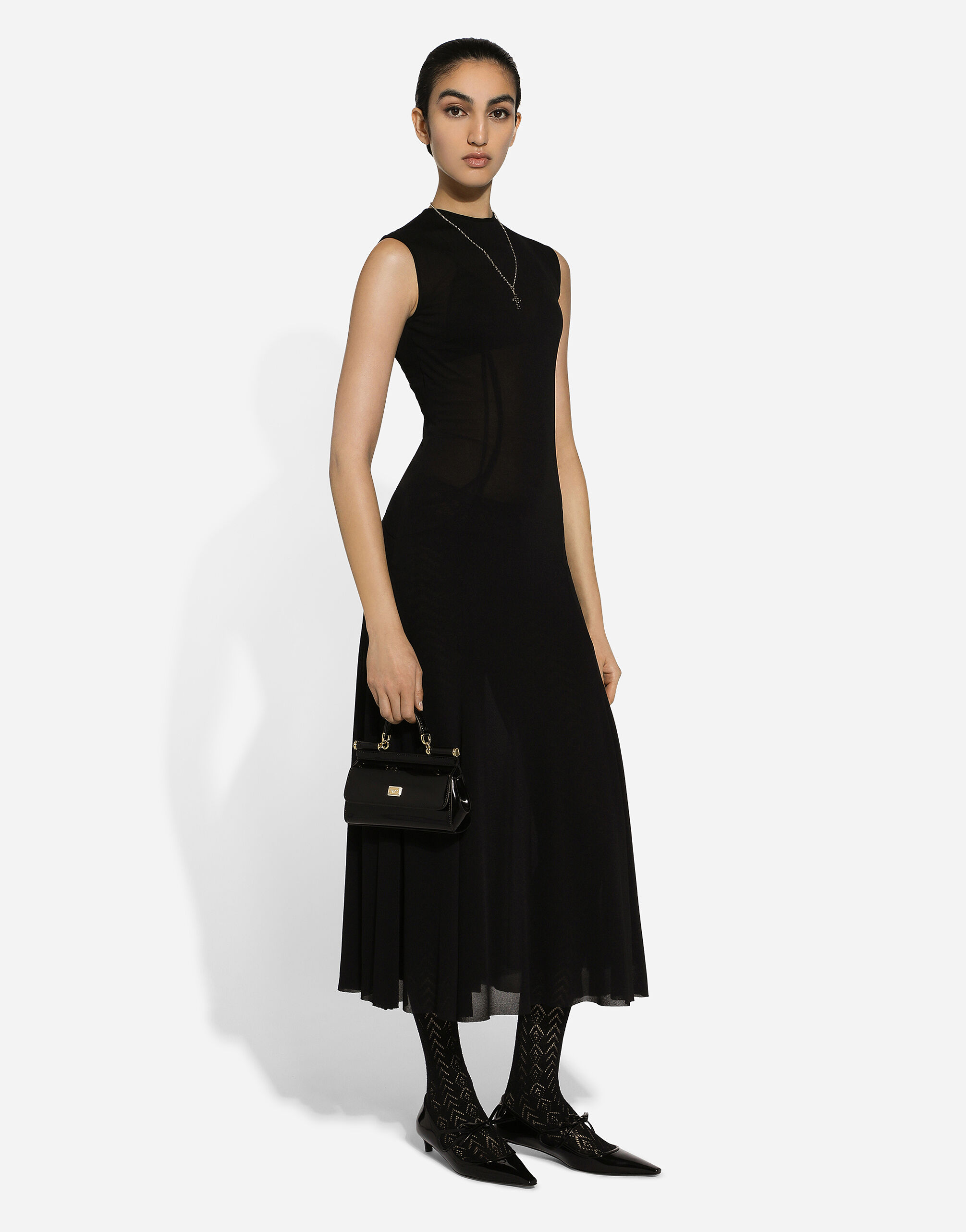 Black calf length dress shop
