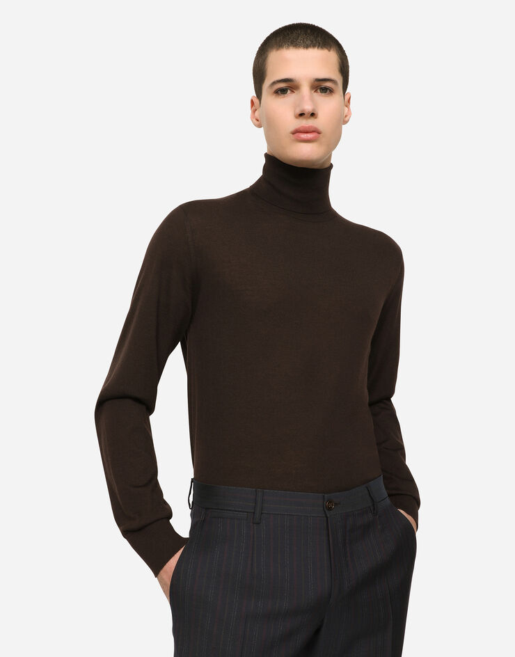 Dolce & Gabbana Pull Collo Alto Brown GXL03TJAWL5