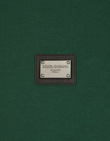 Dolce & Gabbana T-shirt en coton avec plaquette à logo Multicolore G8PT1TG7F2I
