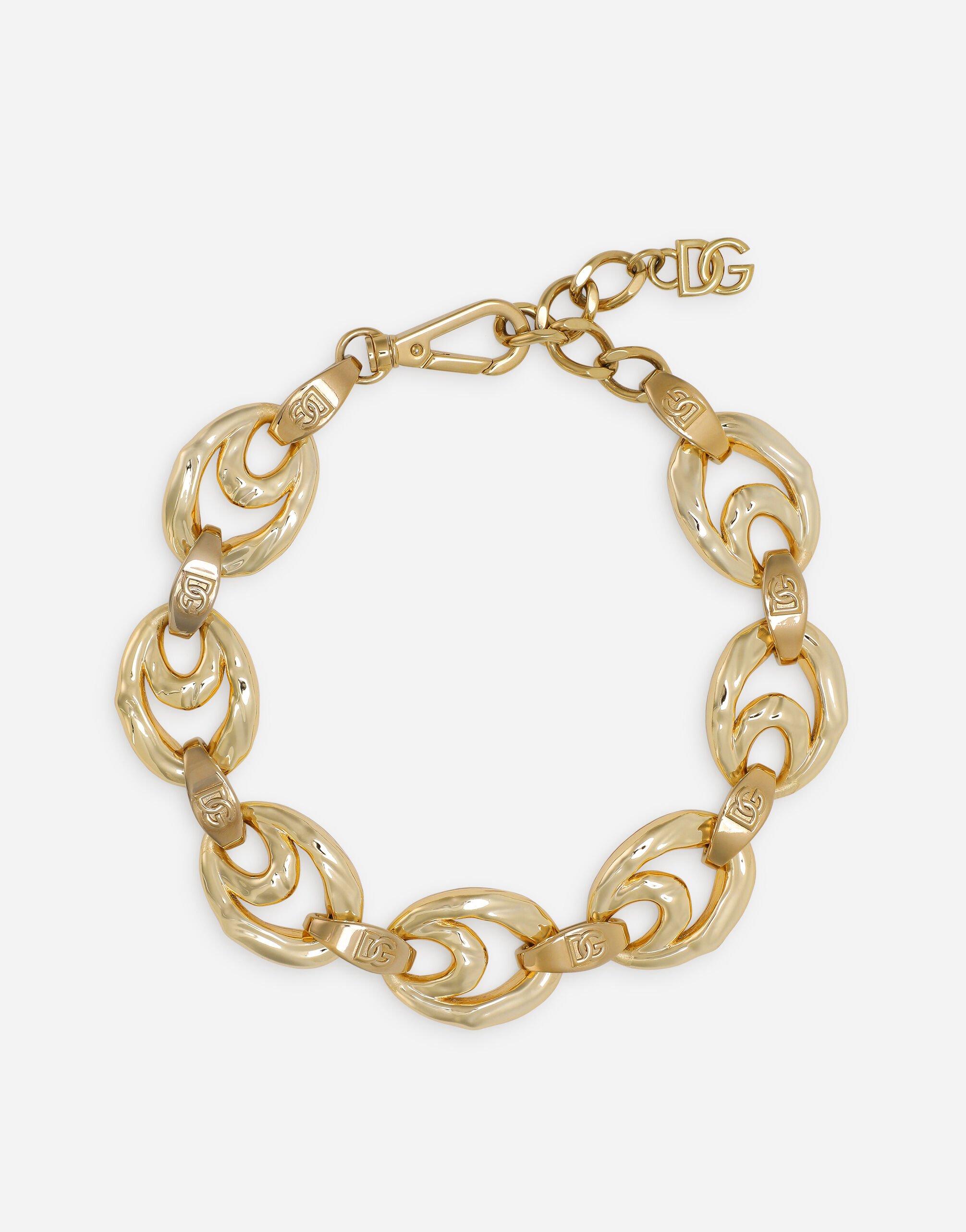 Dolce & Gabbana Короткое колье-цепочка с овальными звеньями золотой WEQ6M5W1111