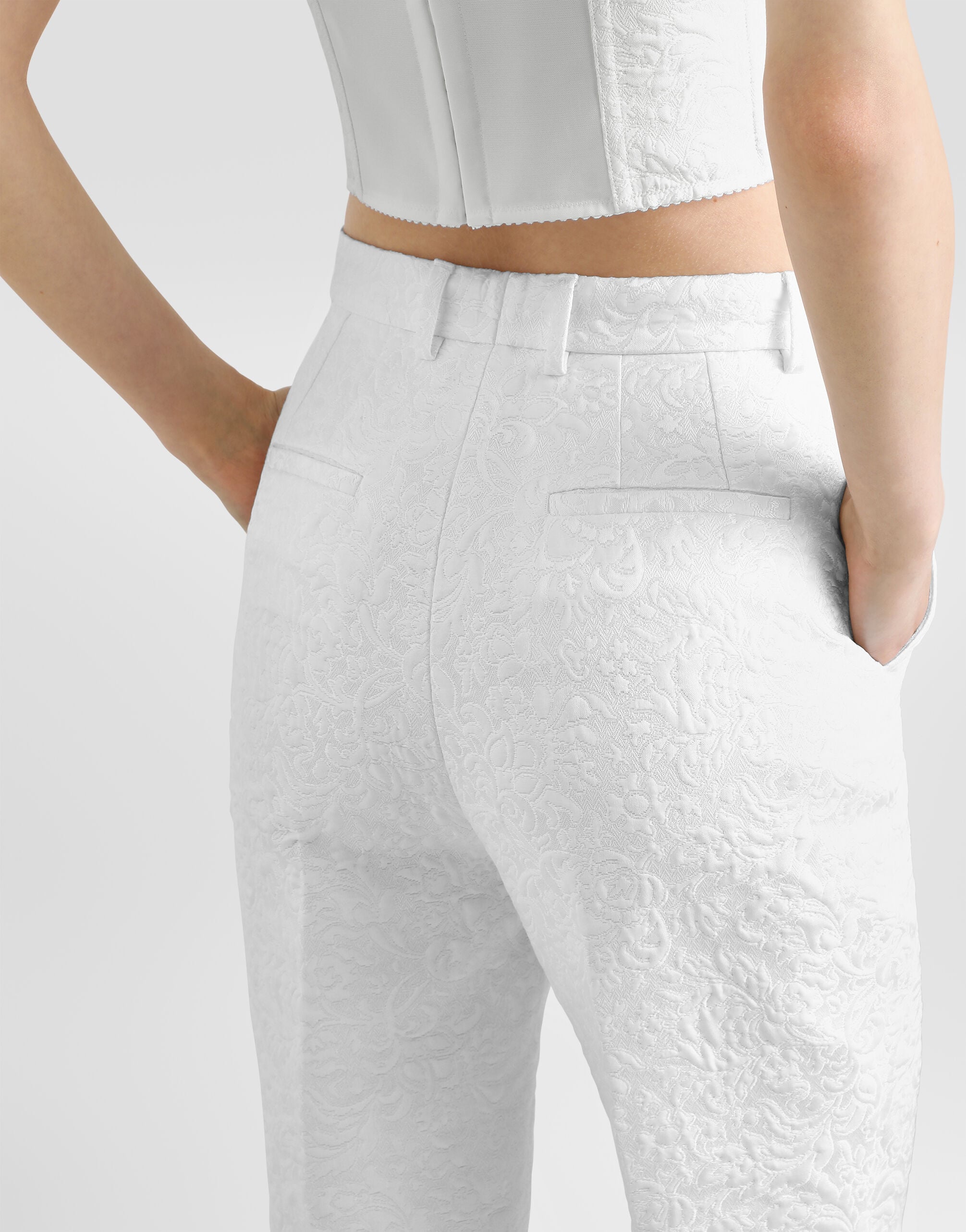 Brocade trousers in White for Women | Dolce&Gabbana®