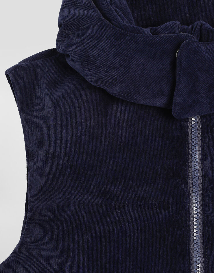 Dolce & Gabbana Sleeveless corduroy down jacket Blue L4JB7SFUEFO