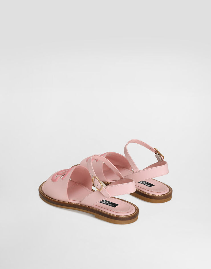 Dolce & Gabbana Sandalia en piel de becerro con logotipo DG troquelado Rosa D11308A1114