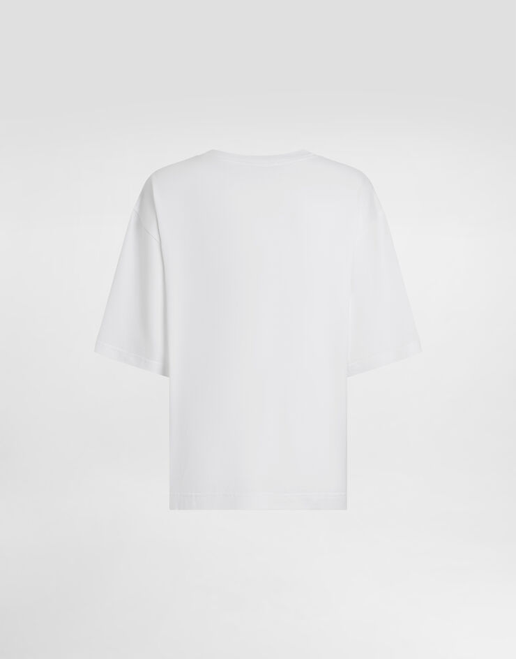 Dolce & Gabbana Flower-print short-sleeved cotton t-shirt White F8U10ZGDC7R
