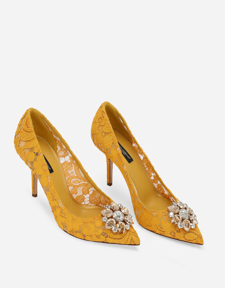Dolce & Gabbana Lace rainbow pumps with brooch detailing Yellow CD0101AL198