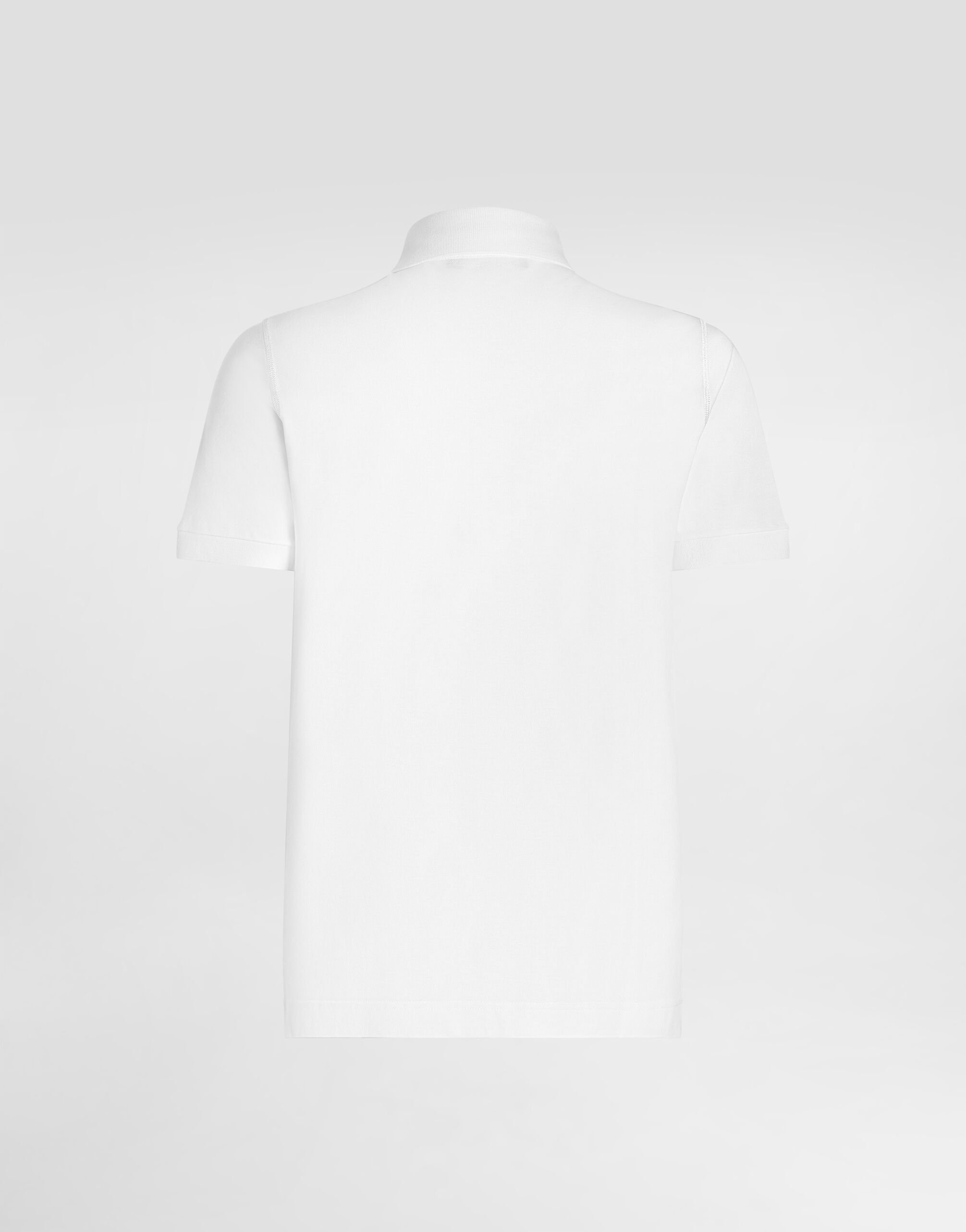 Cotton piqué polo-shirt with branded tag in White for Men