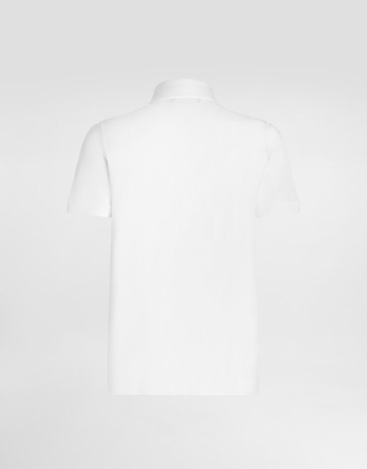 Dolce & Gabbana Polo piquet di cotone con placca logata Bianco G8PL4TG7F2H