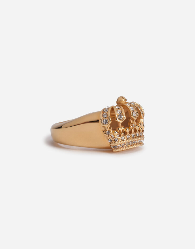 Dolce & Gabbana Metal ring with crown and rhinestones MULTICOLORE WRM1C1W1111