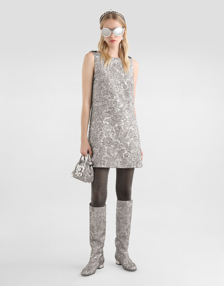 Dolce & Gabbana Floral jacquard dress Silver F6TMLZFJZAL