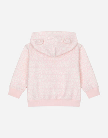 Dolce&Gabbana 올오버 로고 프린트 & 패치 저지 후디 핑크 L1JWHMG7KR1
