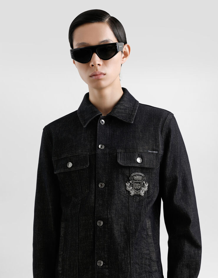 Dolce & Gabbana Cotton denim jacket with patch Multicolor G9VZ8ZG8MU9