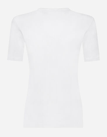Dolce&Gabbana Fine-rib cotton granddad-neck T-shirt White G8QZ1TFU7AV