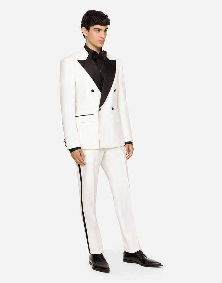 Dolce & Gabbana Double-breasted stretch wool Sicilia-fit tuxedo suit White GKHYMTFUBE7