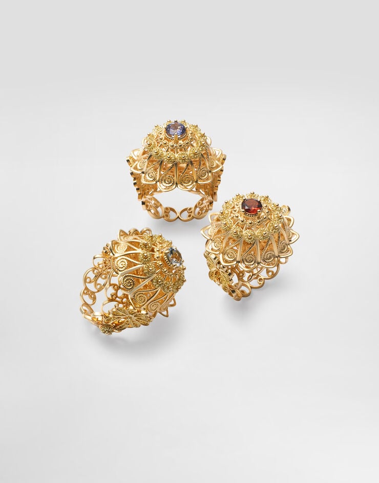 Dolce & Gabbana Filigree Ring 18-carat yellow gold and aquamarine Gold WRJP1GWAQ01
