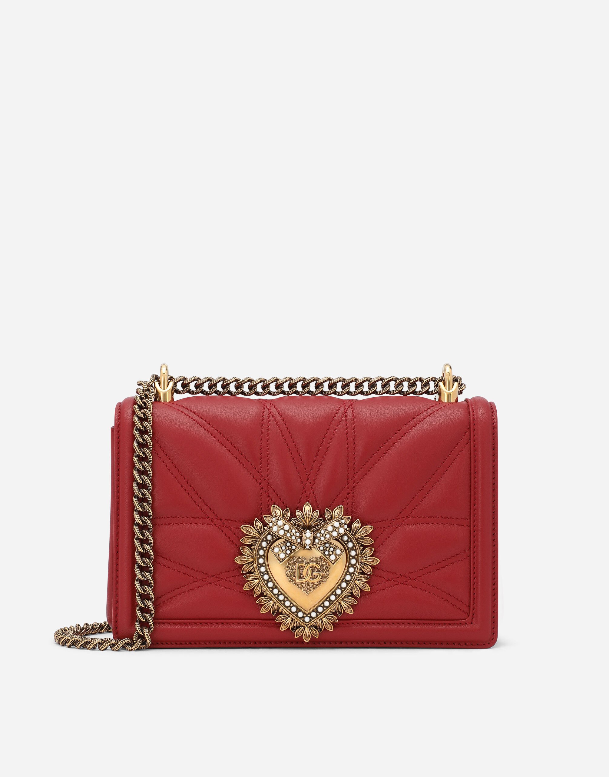 Dolce & Gabbana Devotion 中号绗缝纳帕皮革手袋 粉红 BB2179AW752