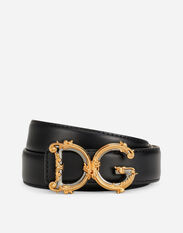 Dolce & Gabbana Calfskin belt with logo Black BE1635AW576